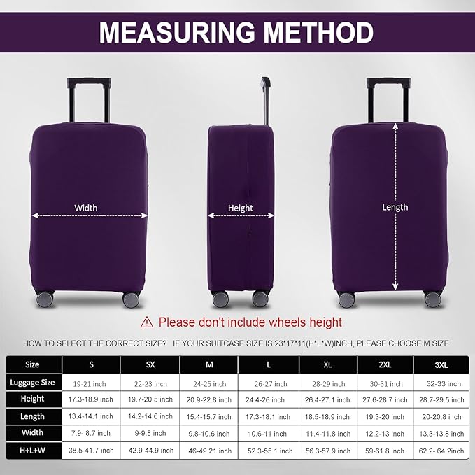 Travel Luggage Cover Suitcase Protector Scratch-Resistant Fit 19-31 Inch Suitcase, Not Included Suitcase (Purple, L(26-27 inch))