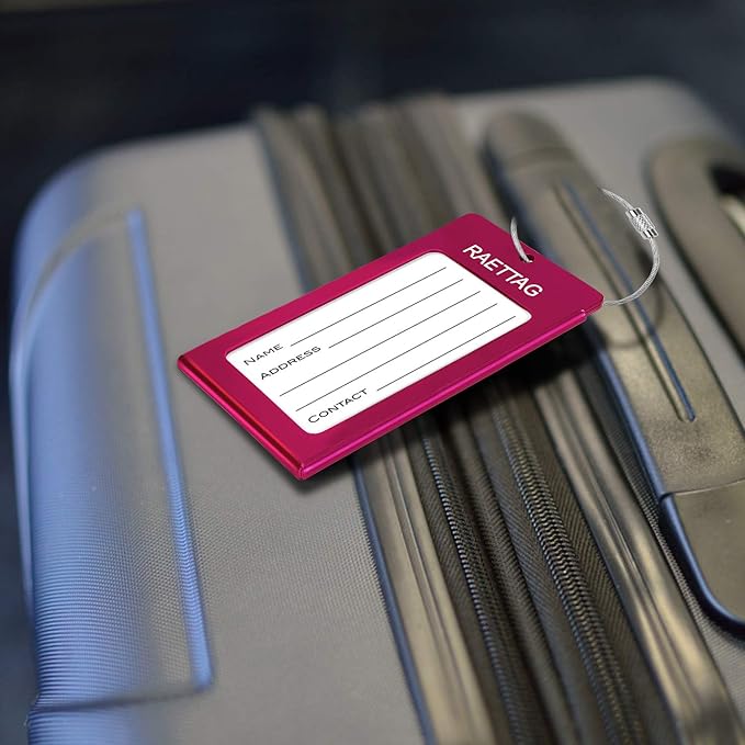 Luggage Tags Metal Suitcase Tags Travel Bag ID Identifier Luggage Tag (Red 6-Pack)