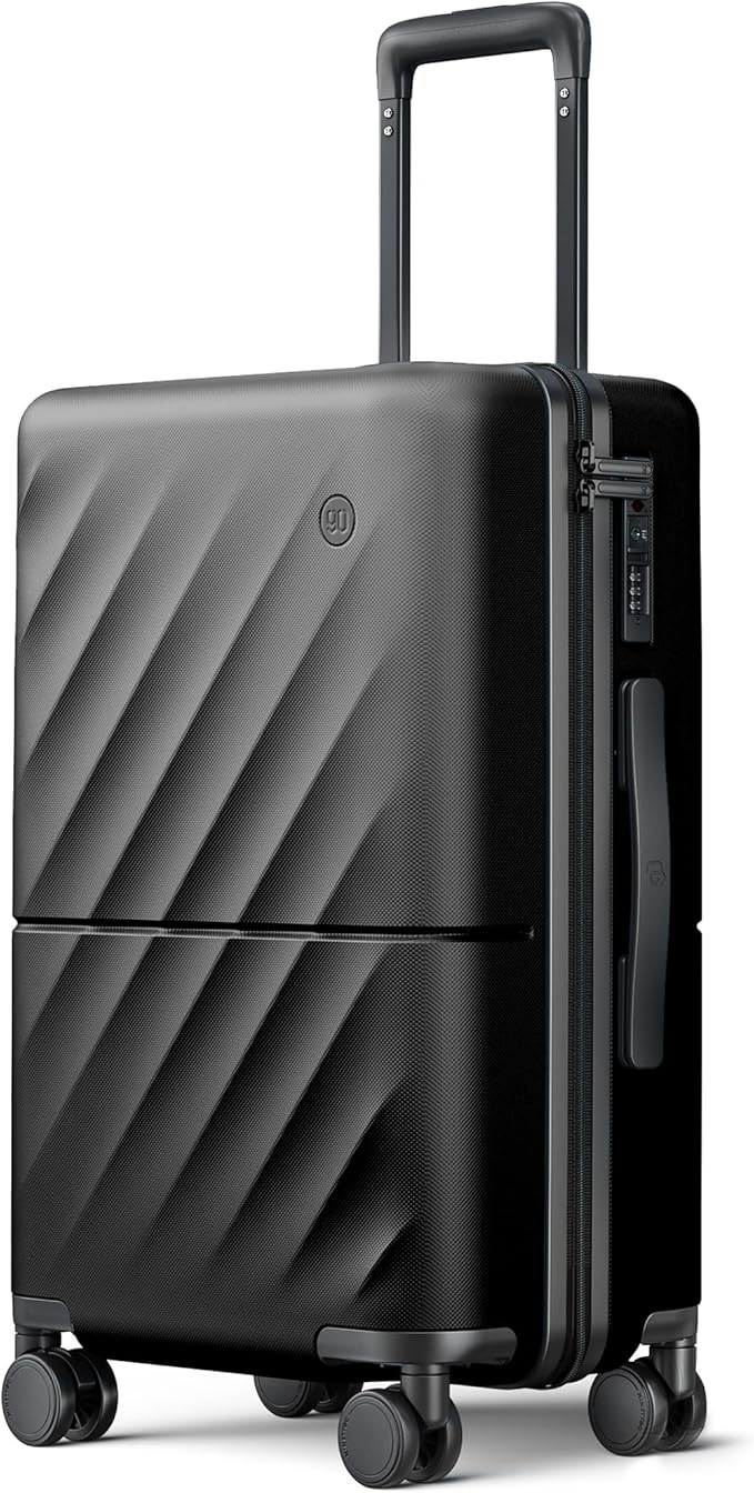 Carry On Suitcase, 20 Inch Carry-On Luggage with Double Spinner Wheels, Anti-Burst Zipper, Hard Case PC Suitcase Carry On, Lightweight Travel Luggage, TSA Approved (Onyx Black, Hudson)