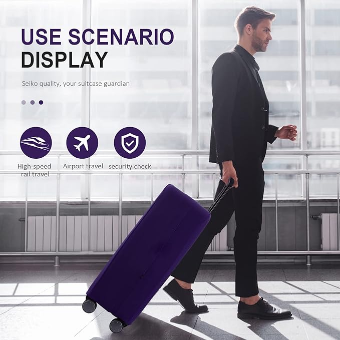 Travel Luggage Cover Suitcase Protector Scratch-Resistant Fit 19-31 Inch Suitcase, Not Included Suitcase (Purple, L(26-27 inch))