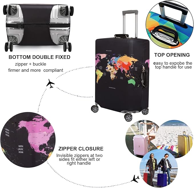 MosaiRudo Thicker Luggage Cover Elastic Suitcase Cover Protector Fits 18-32 Inch Suitcase Travel Accessories (TKM0095, S)