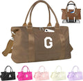 Birthday Graduation Gifts for Daughter,Initial Travel Duffel Bag Sports Gym Bag for Girls Teen Kids Birthday Gifts,Personalized Weekender Bag Carry On Tote Bags Cute Overnight Bag for Women(Brown, G)