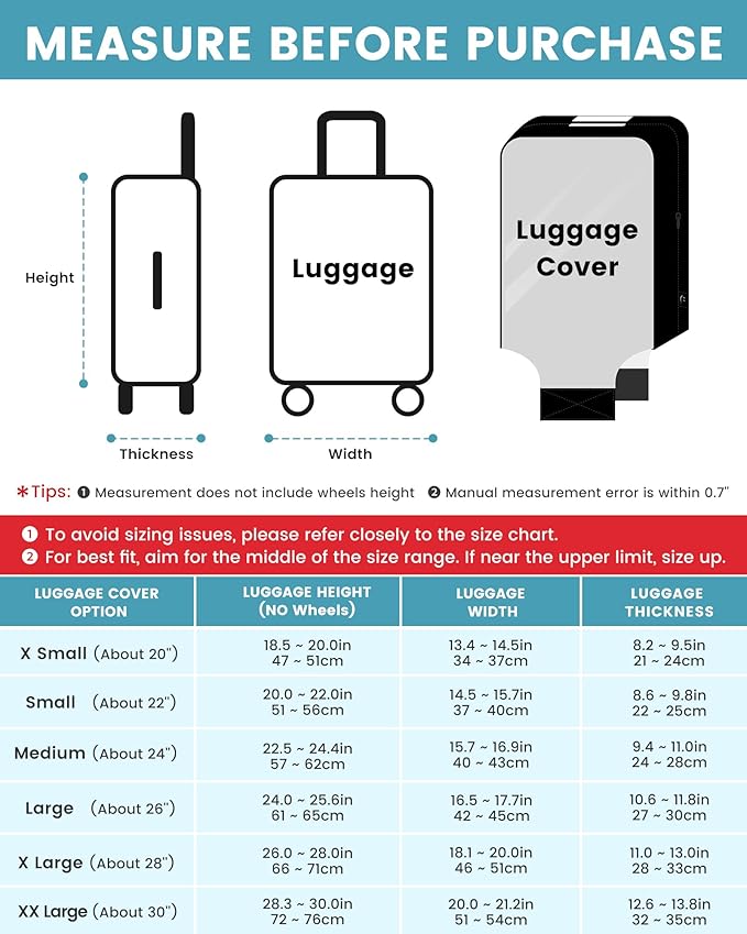 Travelkin Clear Luggage Cover Protectors For Suitcase Transparent TPU Suitcase Cover Protector Fit 18-32 Inch Luggage