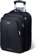 Rolling Backpack for Adults,17 Inch Waterproof Underseat Carry On Luggage, Wheeled Carry-on Luggage, Travel Backpack for Men Women， Trolley Laptop， Black Medium