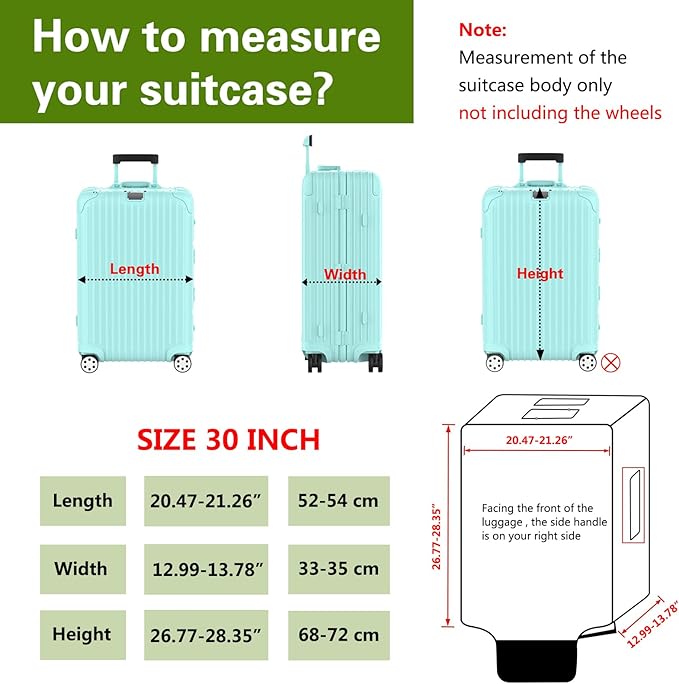 Suitcase Covers For Luggage, 30 Inch Clear PVC Luggage Covers Protector Full Thicken Transparent Waterproof Suitcase Sleeve With Large Velcro for 30" Wheeled Suitcases