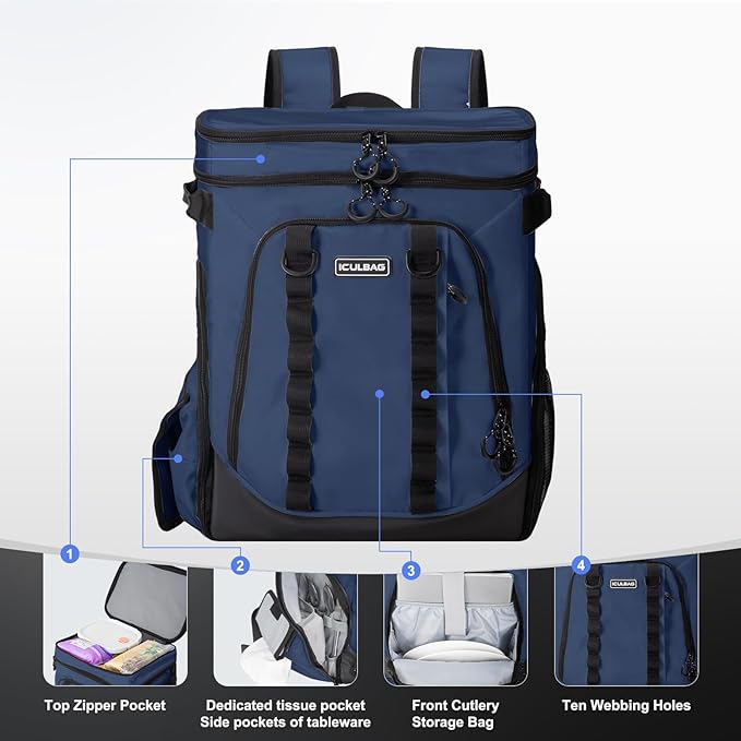 Beach Cooler Backpack for Men 36cans Insulated Backpack Cooler Lunch Bag for Women Camping Hiking Picnic Travel for 18 Hours Cooling 30L