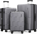 SHOWKOO Luggage Sets 3 Piece Hardside Expandable Lightweight PC Suitcase Sets with Double Spinner Wheels TSA Lock YKK Zipper, Sliver Gray