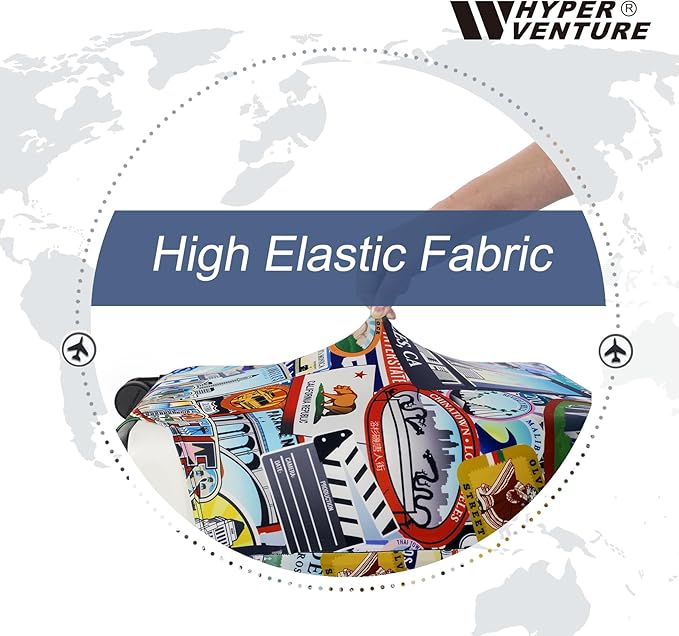HYPER VENTURE Washable Luggage Cover - Fashion Suitcase Protector Fits 18-22 Inch Luggage (Travel Location, S)