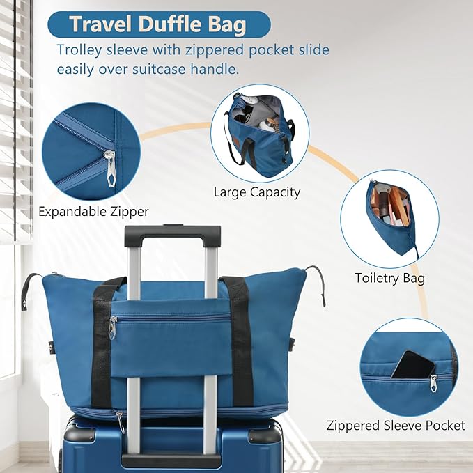 Merax Luggage Set 3 Piece Carry on Luggage, Lightweight Durable Spinner Suitcase with Corner Guards (Blue, 20inch)