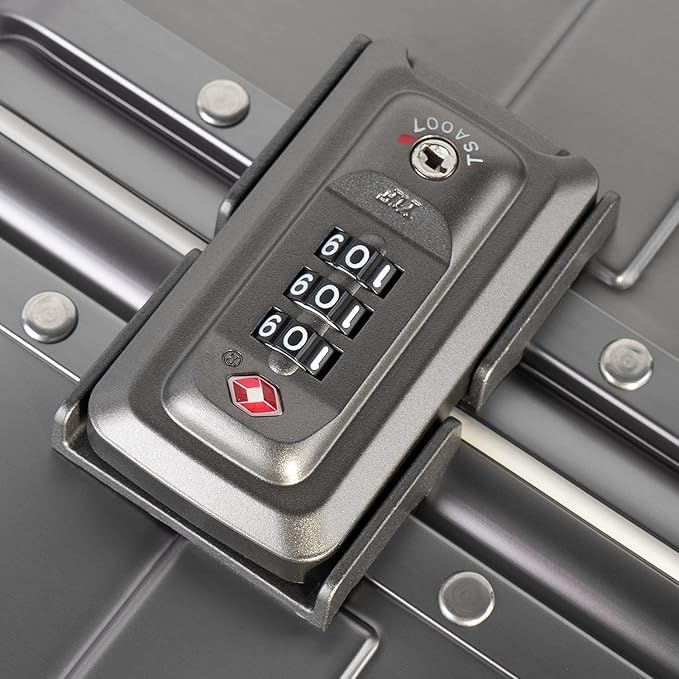 TRAVELKING All Aluminum Carry On Luggage with TSA Locks Zipperless Alloy Metal Hard Shell Spinner Suitcase (Metallic, 20 Inch)
