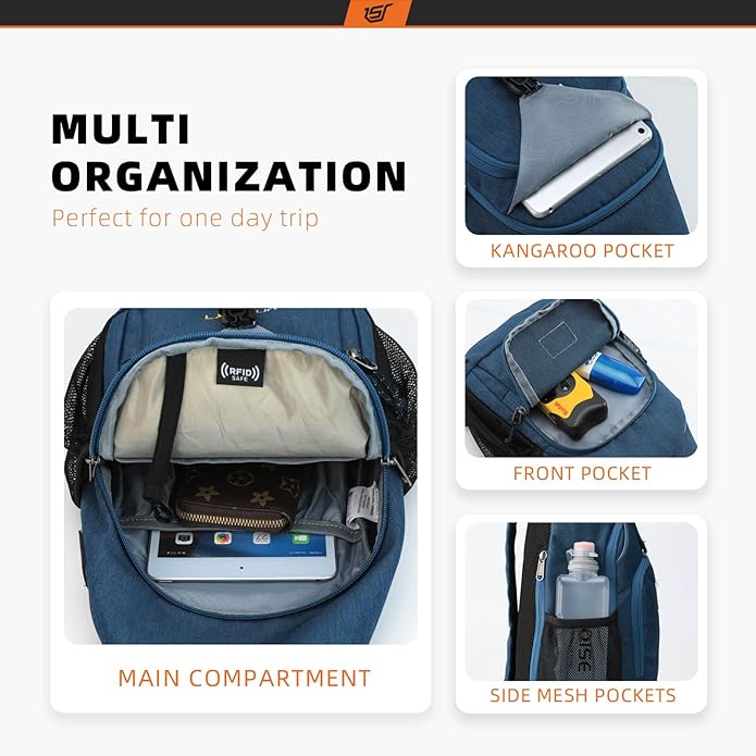 SKYSPER Sling Bag RFID Crossbody Sling Backpack Cross Body Shoulder Bag Travel Hiking Daypack for Women Men