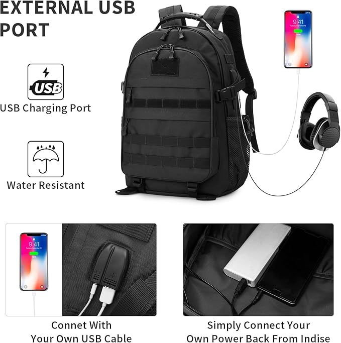 HUNTVP Military Tactical Backpack 40L Large Army 3 Day Assault Pack Molle Bag Backpacks WR Hunting Rucksack Assault Pack