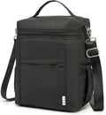 NOL Natural Organic Lifestyle Insulated Lunch Bags for Women Cooler Bag Lightweight Nylon Waterproof Lunch Box For Work (Black, Large)