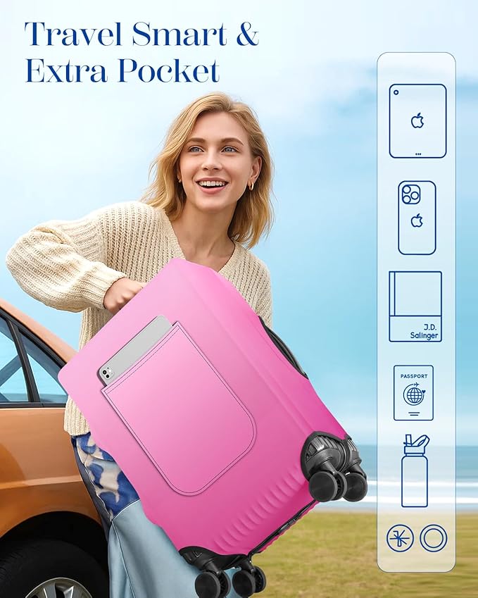 Slohif Luggage Cover for Suitcase Tsa Approved Protector - Luggage Sleeve Large Suit Case Cover Travel Stretch Baggage Case Protective Washable Fit 31-32 Inch Rose Gradient XL
