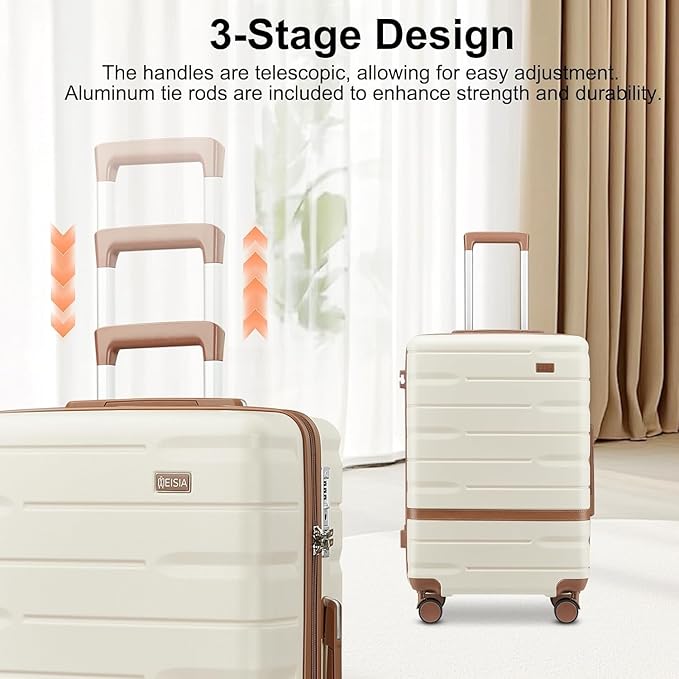 Luggage Sets 4 Piece with TSA Lock Hardside PC+ABS Carry On expandable Suitcase with Spinner Wheels Lightweight Rolling Travel Luggage Sets with YKK Zippers (Green, 4 Piece Sets(14/20/DB/TB))