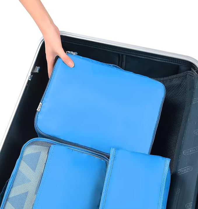 BAGAIL 8 Set Packing Cubes Luggage Packing Organizers for Travel Accessories-Light Blue