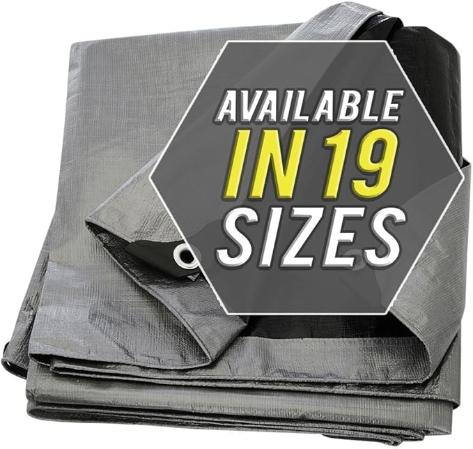 Large Waterproof Tarp - Heavy Duty 10 Mil Thick Poly Tarpaulin Ideal for Canopy Tents, Boats, RV or Pool Covers - Multipurpose Protective Tarps with Grommets for Indoor, Outdoor Use | 10' x 20' 2 Pack