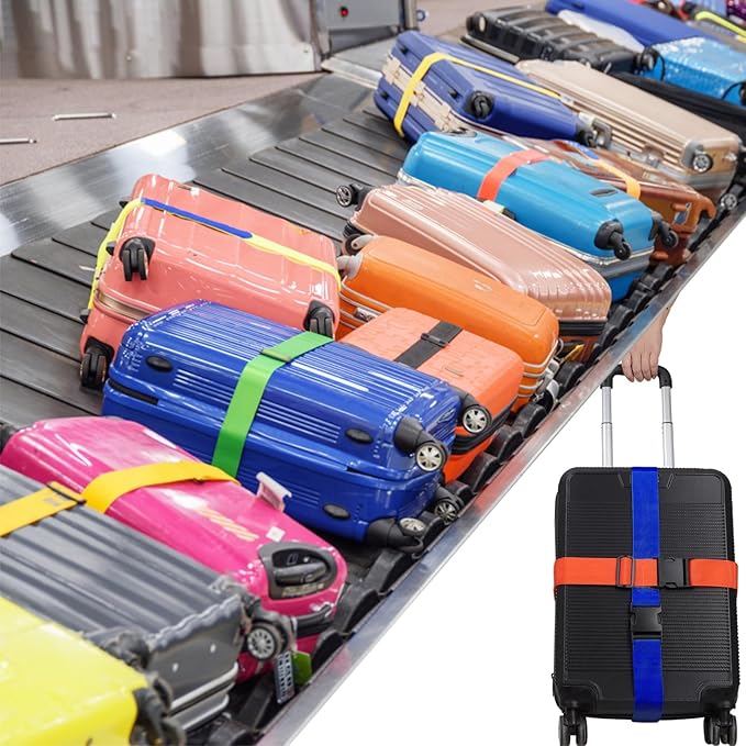 2Pcs Luggage Straps for Suitcase Travel Accessories TSA Approved, 80In Long Belts to Keep Your Suitcase Secure, Adjustable Bag Straps with Quick-Release Buckle for Travel Bag Closure, Orange