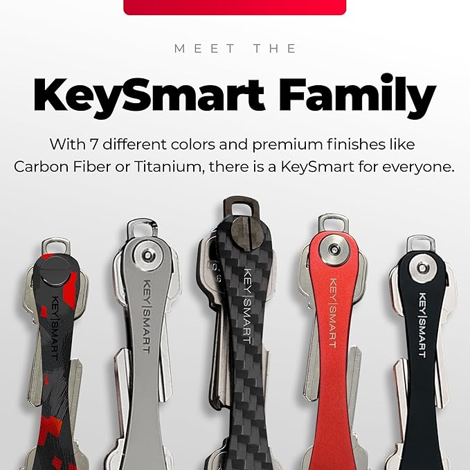 KEYSMART Key Holder for Keychain - Compact Key Organizer for Key Chain, Minimalist Clutter-Free EDC Keychains Key Ring, Black Flex, 8 Keys