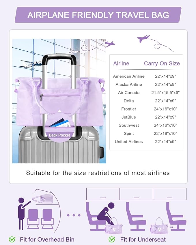 Daughter Niece Gifts for Teen Girl Kids, Initial Travel Duffel Bag Sports Gym Bag Personalized Gifts Weekender Bag，Monogram Overnight Bag Cute Dance Bag Birthday Bridesmaid Gifts for Women(Purple, V)