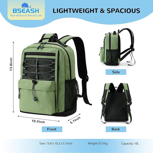10L Small Size Casual Backpack for Kids Girls Boys Ages 3-9, Mini Waterproof Outdoor Sport Travel Hiking Camping Daypack (Light Blue)