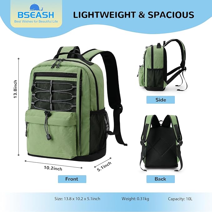 10L Small Size Casual Backpack for Kids Girls Boys Ages 3-9, Mini Waterproof Outdoor Sport Travel Hiking Camping Daypack (Light Yellow)