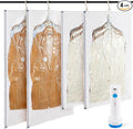 Hanging Vacuum Storage Bags with Electric Pump – 4-Pack Hanging Vacuum Seal Bags for Clothing, Space-Saving Compression Bags for Suits, Jackets, Travel Wear, Winter Coats & Outerwear