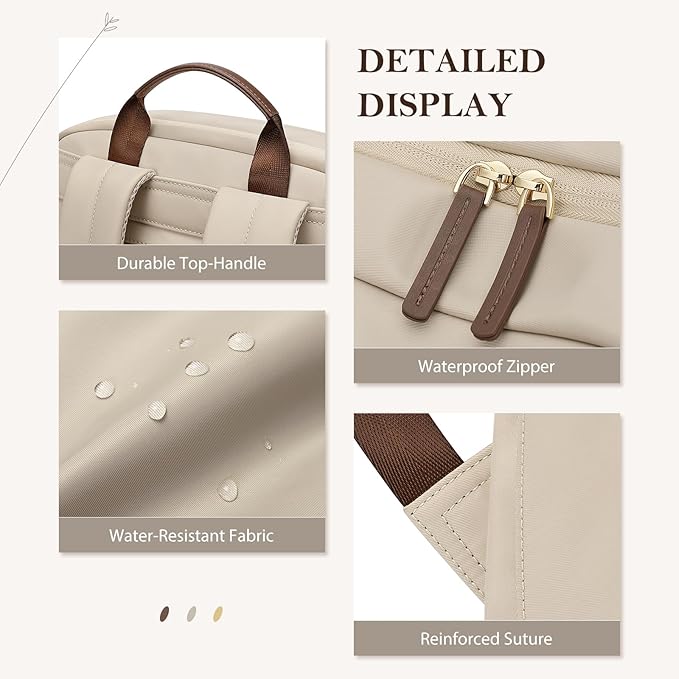 Travel Backpack for Women Personal Carry On Bag Business Weekender Hiking Multilayer Laptop Bag,16 Inch,Apricot
