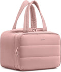 HOTOR Travel Toiletry Bag - Wide-Open Toiletry Bag for Women, Multi-Pocket Makeup Bag for Travel Essentials, Wet & Dry Separation Travel Accessories for Trip, Gym, 12.6" x 6.3" x 8.9", Dark Pink