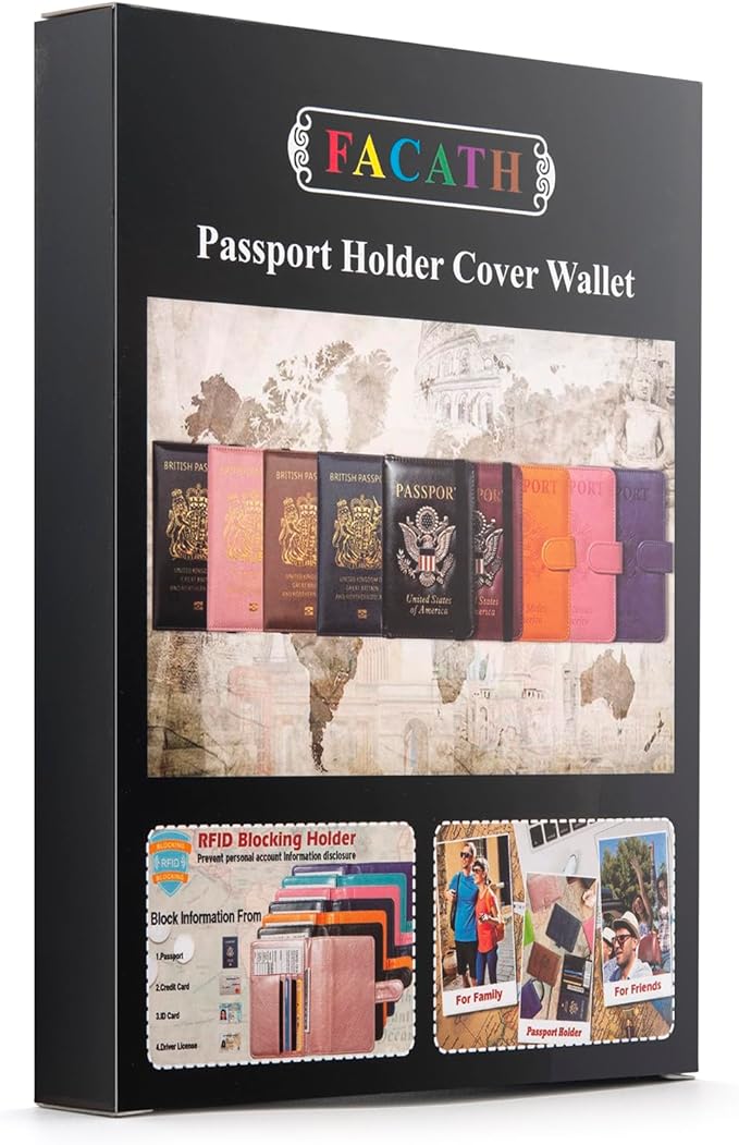 Passport Holder for Travel Passport Cover for Men Passport Wallet Case with Metal 3D Metal Badge Protector Leather Card Case RFID Blocking Women Travel Accessories Document Organizer (Pink)