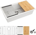 Dcolora 33 Inch White Granite Composite Kitchen Sink Workstation Undermount Single Bowl sink Large Sink For Kitchen,DC-GU2514