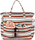 LEDAOU Large Beach Tote Bag Women Waterproof Sandproof Zipper Beach Tote Bag for Pool Gym Grocery Travel with Wet Pocket