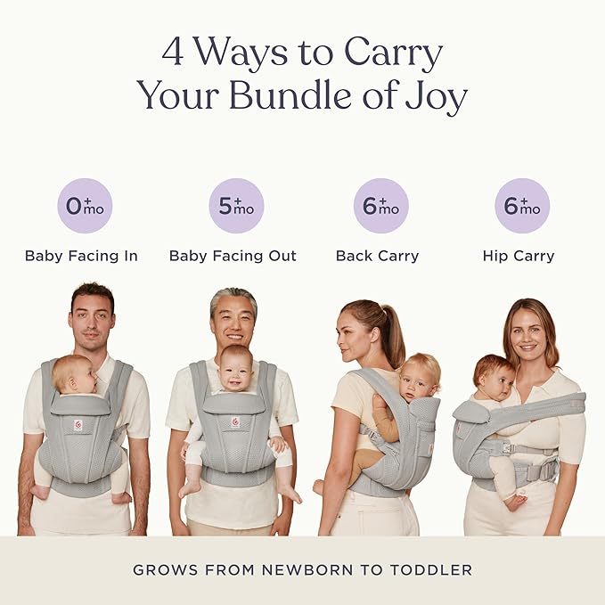 Ergobaby Omni Deluxe Baby Carrier Newborn to Toddler - Breathable Baby Carriers for Summer - All-Position Carrier with Enhanced Lumbar Support & Airflow (7-45 Pounds), Mesh, Midnight Blue