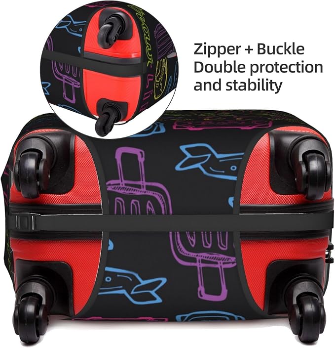 Trip Colored Graffiti Travel-Life Style Luggage Cover Washable Suitcase Protector, Luggage Tag Travel Birthday Gifts For Men Women(S 18-21 Inch Luggage)