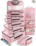 Veken 10 Set Packing Cubes for Travel Essential, Suitcase Organizer Bags in 4 Sizes, Carry-On Luggage Accessories with Large Laundry & Hanging Toiletry Bag, Must-Have for Airplane, Road Trip & Camping