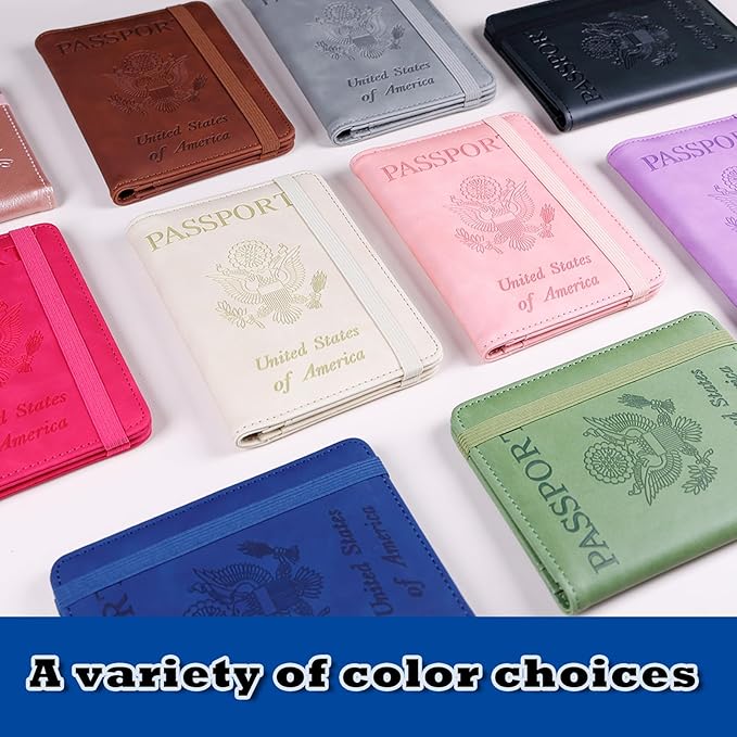 Melsbrinna Rfid Passport Holder for Travel women/Men, Cute Passport Wallet Rfid Blocking Card Slots, Rfid Passport Cover/CaseTravel Wallet, Passport Book Holder (1, Blue5)