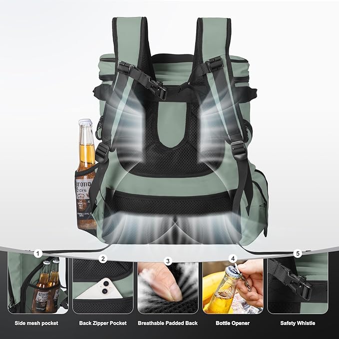 Beach Cooler Backpack for Men 36cans Insulated Backpack Cooler Lunch Bag for Women Camping Hiking Picnic Travel for 18 Hours Cooling 30L