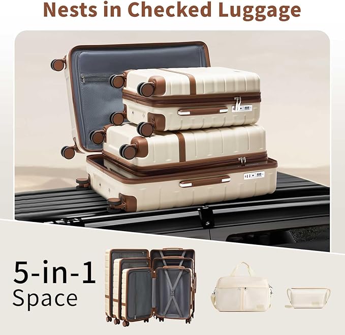 Luggage Sets 3 Piece with TSA Lock Hardside PC+ABS Carry On Suitcase with Spinner Wheels Lightweight Rolling Travel Luggage Sets with YKK Zippers (Navy)
