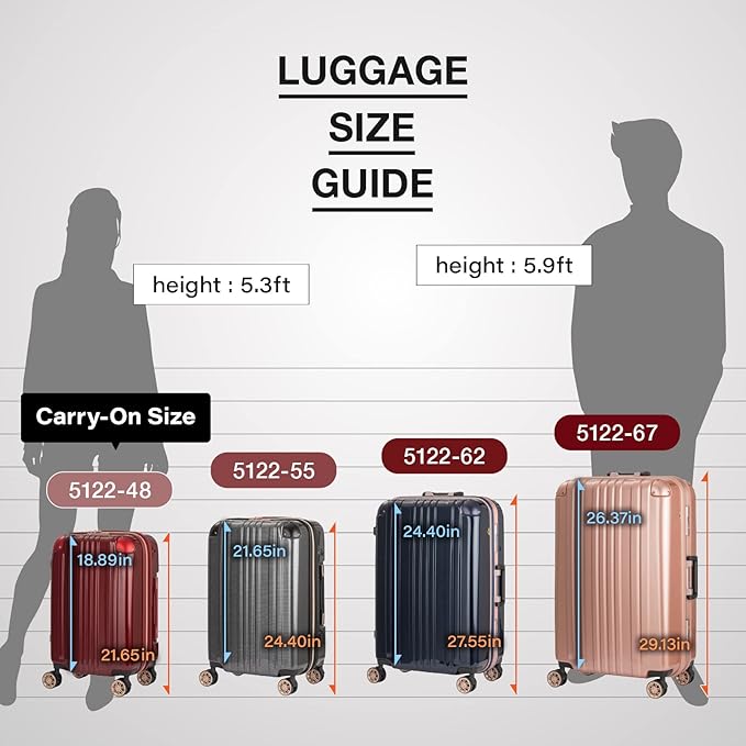 LEGEND WALKER Hardside Expandable Zipper Luggage, Carry-On, 21-inch, Navy, 5122-48-NV