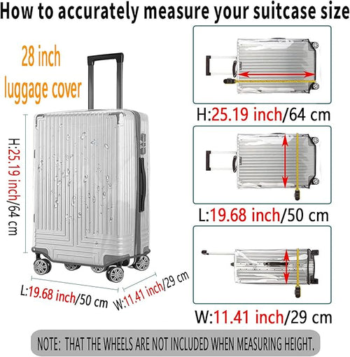 28 Inch Clear PVC Luggage Cover Protectors Suitcase Covers for Luggage Thickened suitcase protective cover for Wheeled Suitcase Suitable for 28"