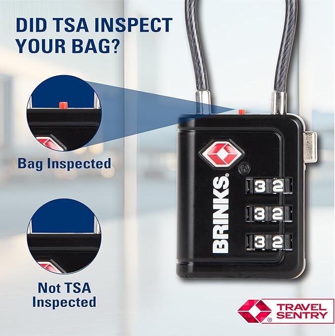Brinks TSA Accepted Indicator Luggage Lock, Black - Ressetable Combination, New More Secure TSA008 Key, 4 Pack