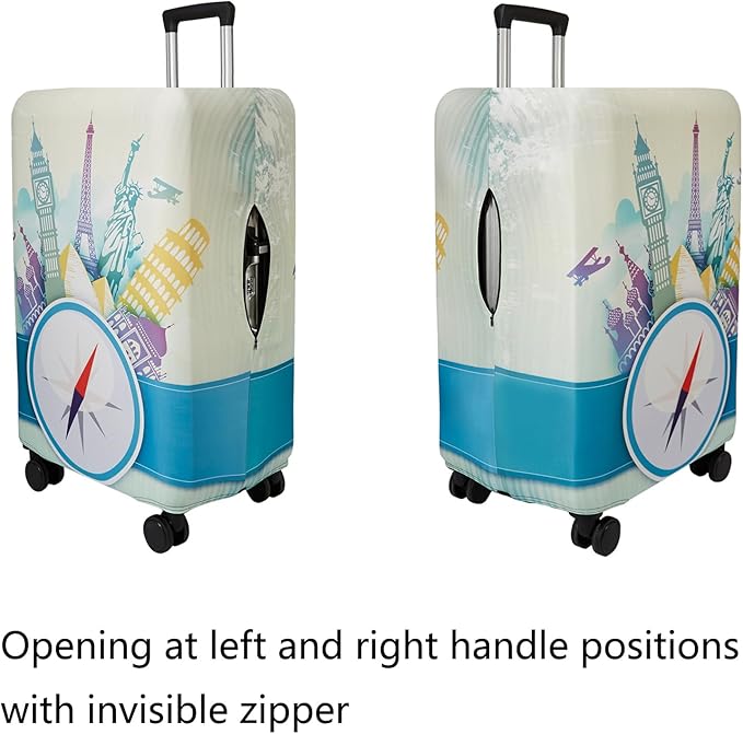 WUJIAONIAO Travel Luggage Cover Baggage Suitcase Cover Protector Skins 18-32 Inch (compass, M (for 22-24 inch luggage))