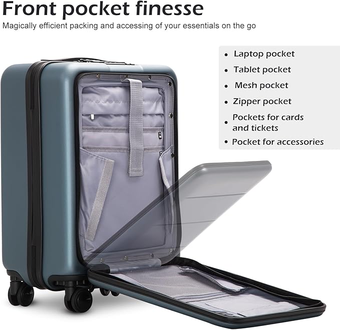 COOLIFE Luggage Suitcase Piece Set Carry On ABS+PC Spinner Trolley with pocket Compartmnet Weekend Bag(Titanium gray, 2-piece Set)