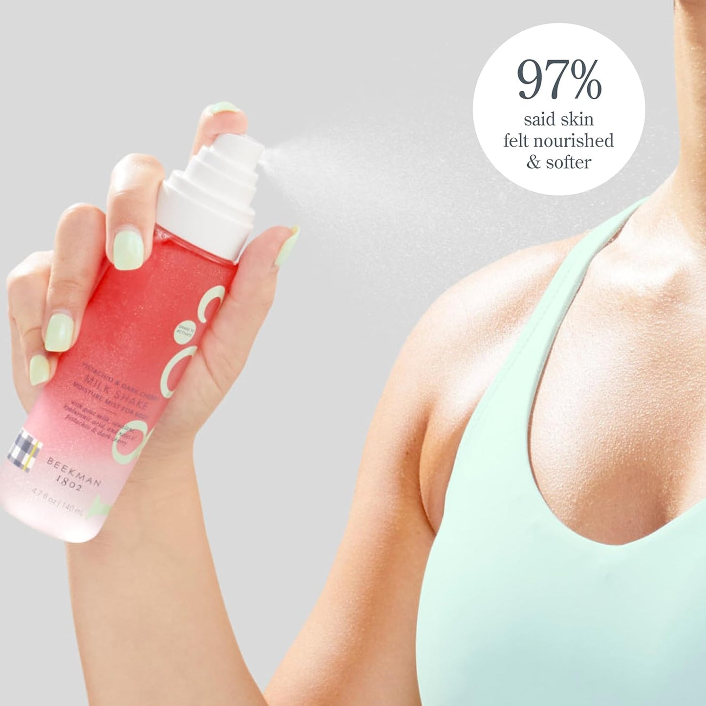 Beekman 1802 Milk Shake Body Mist - Pistachio & Dark Cherry 4.7 fl oz - Hyaluronic Acid, Jojoba Oil, Instantly Moisturizes, Hydrates & Softens, Good for Sensitive Skin, Cruelty Free