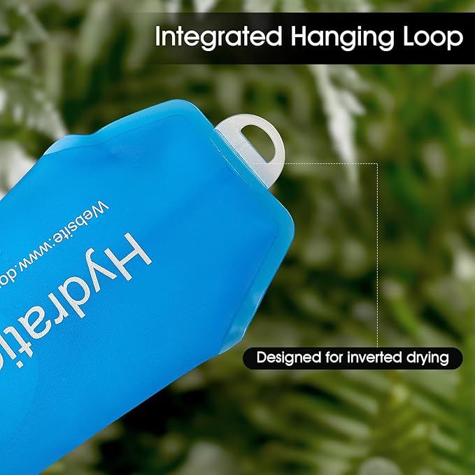 GYGYL Soft Flask, TPU Collapsible Soft Water Bottle for Hydration Pack, Running Vest, Leak-Proof Folding Water Bottle for Hiking Cycling Climbing Jogging-150ml Blue