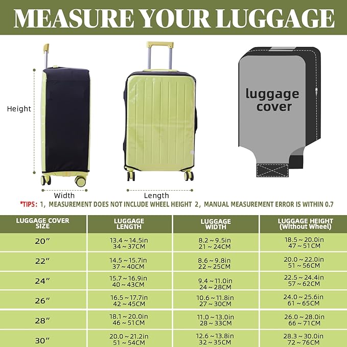 Clear Luggage Cover Protectors For Suitcases,Elastic Transparent waterproof PVC Suitcase Covers Protector Fit 20-30 Inch wheeled Luggage (30")