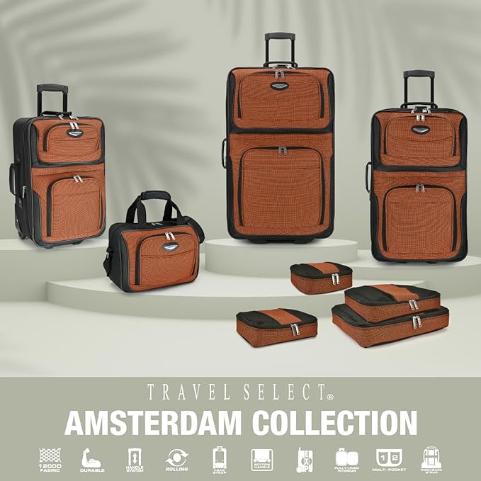 Travel Select Amsterdam Expandable Softside Rolling Upright Luggage, 2 Wheels, Gray, 2 Piece Set (21/29)