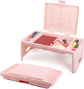 Loddie Doddie Portable Folding Lap Desk - Blush Lightweight Design - Storage Pocket & Accessory Trays - Lap Desks for Adults & Kids