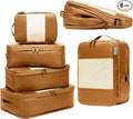 6-Pack Compression Packing Cubes Travel Essentials - Lightweight, Water-Resistant Luggage Organizer Bags with Handles, Durable Travel Accessories Suitcase Organizer (Caramel)