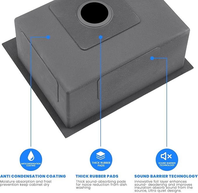 POPFLY 25 Inch Drop In Kitchen Sink, 25x18 Black Stainless Steel Top mount Workstation Sink, 9 Inch Deep 18 Gauge Stainless Steel Single Bowl 2 Holes Utility Sinks
